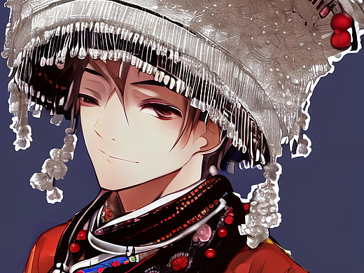 苗族少年及服饰