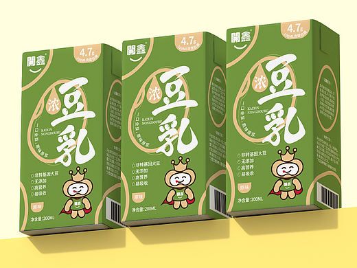 開鑫浓豆乳包装设计丨好豆乳好开心