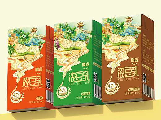 開鑫浓豆乳包装设计-纯正中国风味