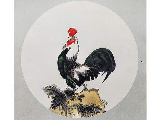 临摹练习国画 雄鸡