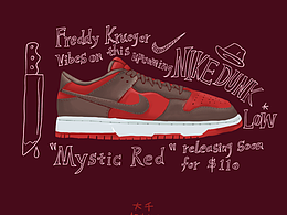 插畫-發(fā)售信息 Dunk low "Mystic Red"