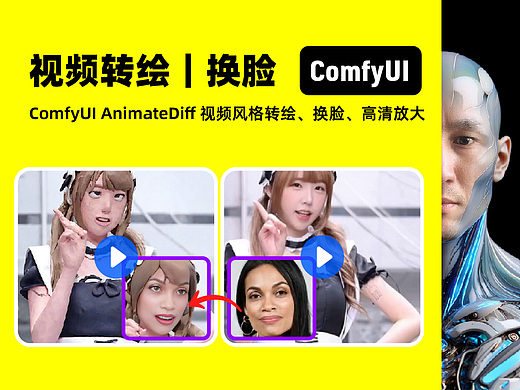 ComfyUI 视频风格转绘粘土风格 换脸 高清放大 工作流