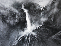 用木炭笔画瀑布