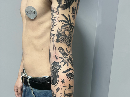 欧美花臂#小图案拼接花臂#吴江酷客纹身#