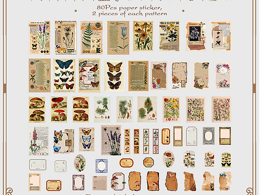  400件复古文艺手帐DIY素材贴
