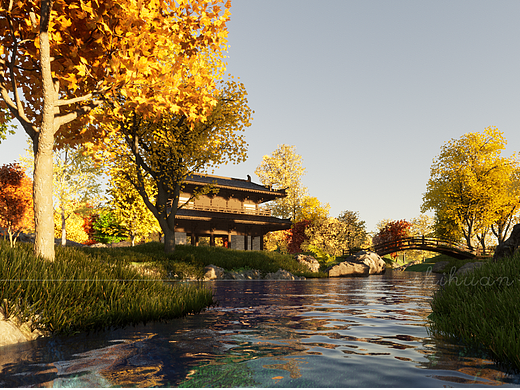 UE5的twinmotion制作三维中式古建筑场景景观动画渲染