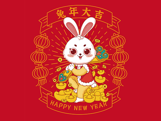 打卡12-兔年插画