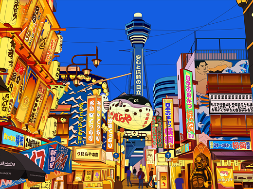 城市风光系列插画