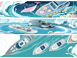 游艇俱樂(lè)部插畫(huà)長(zhǎng)卷