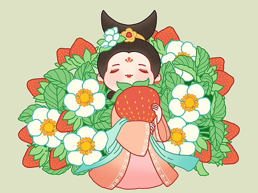 冻干草莓包装插画