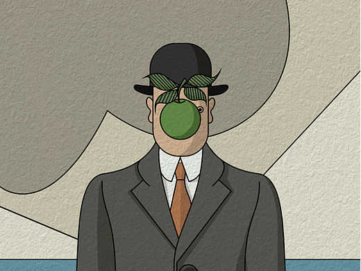 世界名画转插画—马格利特《人类之子》（个人主页-ZNjE0ODAzNzY=） - 艺术插画 - 站酷设计师一只摆烂鼠呀原创素材 - 站酷ZCOOL