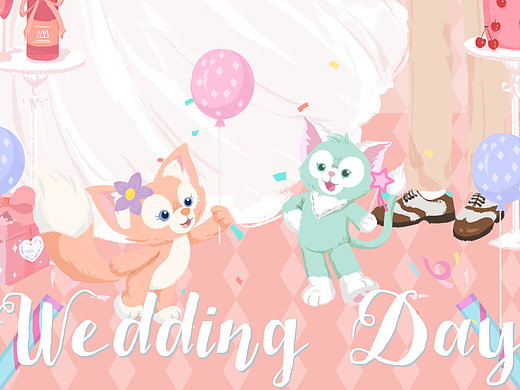 婚礼请柬设计7【玲娜贝儿】（个人主页-ZNjE0NTc5NDg=） - 艺术插画 - 站酷设计师爱喝柠檬茶l原创素材 - 站酷ZCOOL