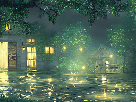 #AI创作实验室#夜色院子