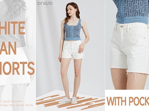 亚马逊白色短裤牛仔裤A＋