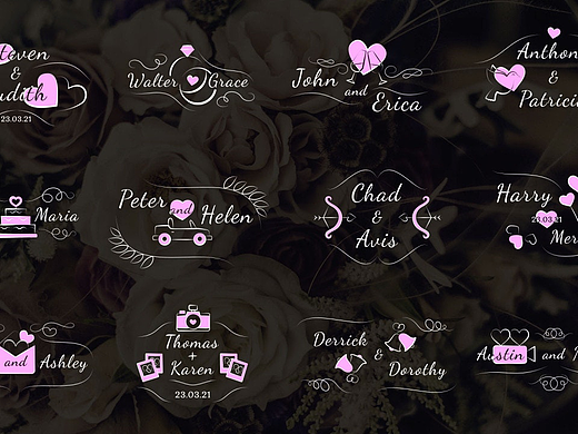 PR模板|神奇独特婚礼配饰流畅动画婚礼标题介绍爱情