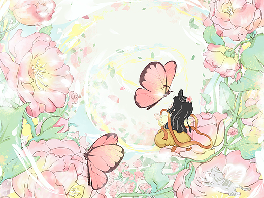 原创国风插画|二十四节气•惊蛰|蔷薇花🌸