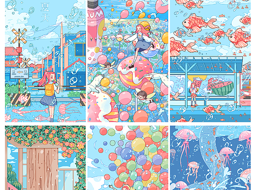 夏日系列插画