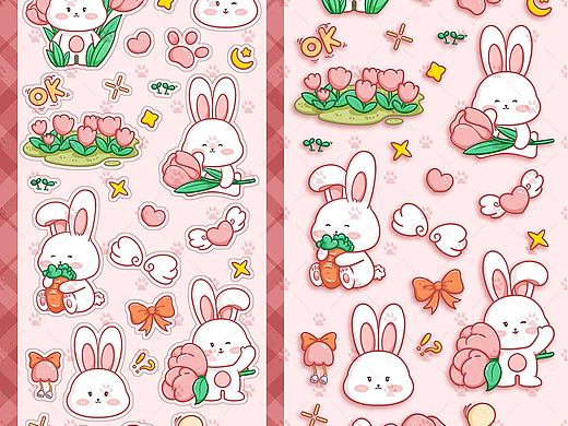原創(chuàng)貼紙|郁金香小白兔|待授權(quán)（個(gè)人主頁-ZNjgzNDk0MDA=） - 商業(yè)插畫 - 站酷設(shè)計(jì)師喵乙大仙原創(chuàng)素材 - 站酷ZCOOL