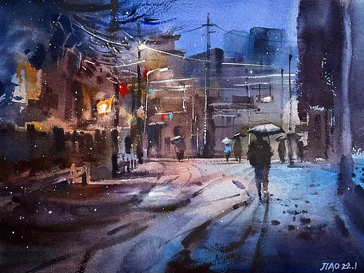 《雪之季节》水彩系列作品