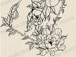 花卉寫實勾線插畫矢量圖