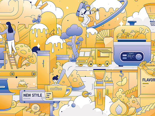 《美食星空》&《爆品制造機》（個人主頁-ZNjEwOTE5MDA=） - 商業(yè)插畫 - 站酷設計師Clearxing原創(chuàng)素材 - 站酷ZCOOL