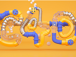 近期制作的一些C4D小动画-立体字小动画