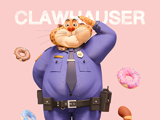 blender卡通人物渲染——豹警官 