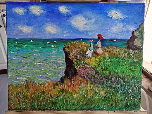 临摹作品—莫奈《在普维尔的悬崖上散步》（个人主页-ZNjIxMjgyNDg=） - 绘画 - 站酷设计师一米朱原创素材 - 站酷ZCOOL