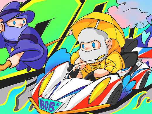 夏日大飚车（个人主页-ZNTI5MjA1MzI=） - 新锐潮流插画 - 站酷设计师海胆头原创素材 - 站酷ZCOOL