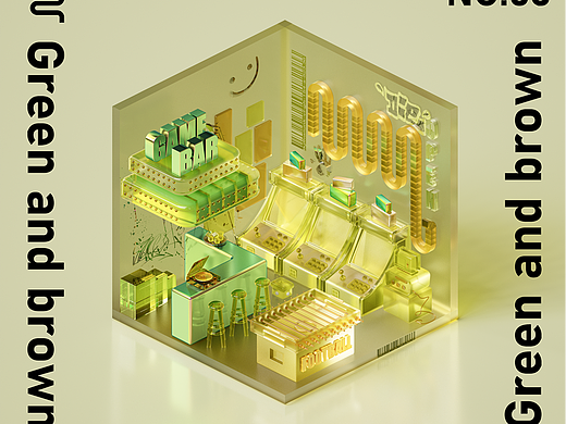 蜂巢行动-玻璃游戏屋 绿棕