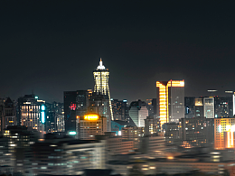 西湖宝石山上的杭州城夜景
