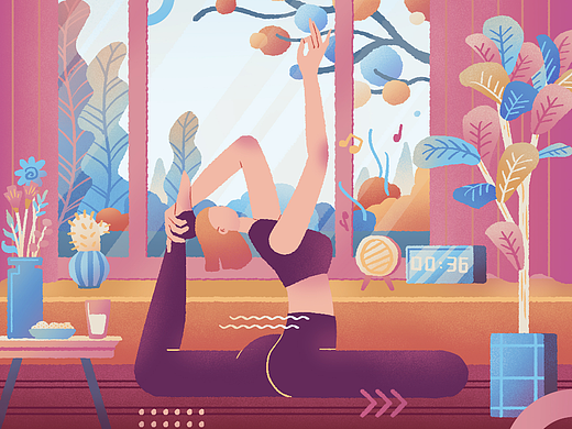 居家健身打卡插畫(huà)（個(gè)人主頁(yè)-ZNjA1ODA5MzY=） - 創(chuàng)作習(xí)作 - 站酷設(shè)計(jì)師落夏特欣原創(chuàng)素材 - 站酷ZCOOL