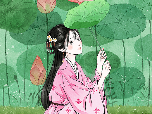 二十四節(jié)氣古風水墨美女圖（個人主頁-ZNjUyNDYxNzY=） - 商業(yè)插畫 - 站酷設計師鳳兮520原創(chuàng)素材 - 站酷ZCOOL