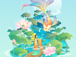 國風(fēng)插畫二十四節(jié)氣小暑國潮