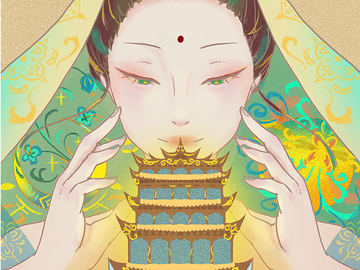 城市插画敦煌
