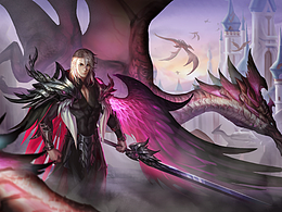 西方魔幻风格的《羽龙》MOBA类商业插画