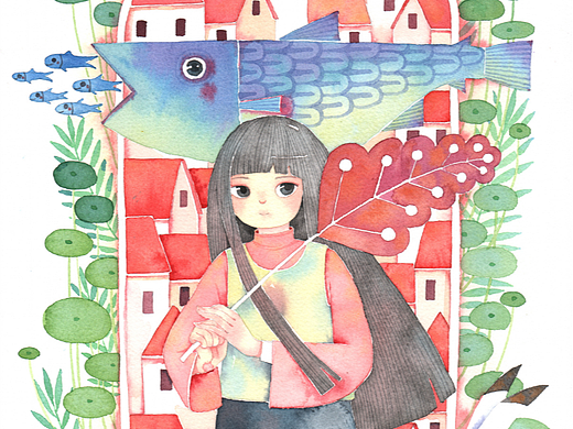 《穿越之门》水彩插画以及水彩插画绘制过程