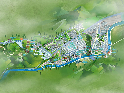 杭州手绘卡通地图制作导游图导览图景区地图酒店地图定制精美地图主题公园