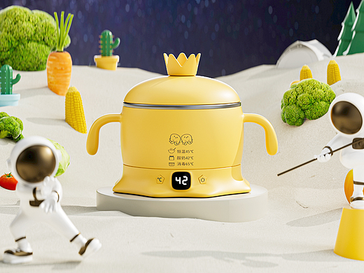 儿童恒温碗丨三维渲染