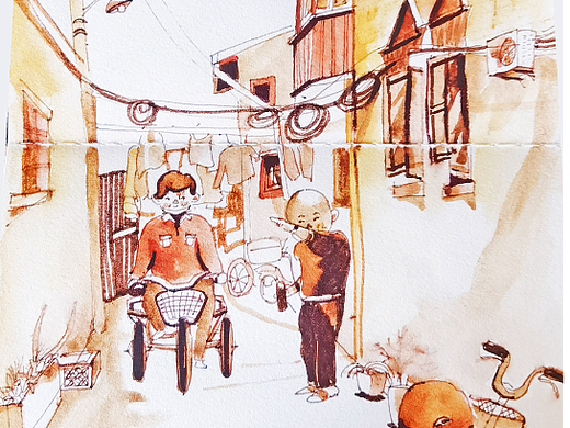 我在上海画速写-速写上海的小角落