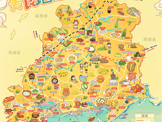 电白美食手绘地图