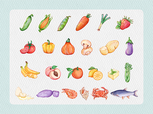 钢笔淡彩画食材