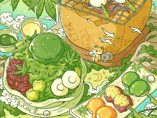 【4月-7月】喵子小铺子系列和美食插画