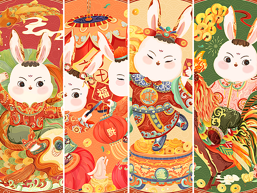 国风IP系列插画-《福兔贺新春》