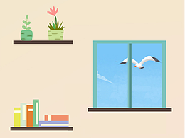 室内小清新扁平插画