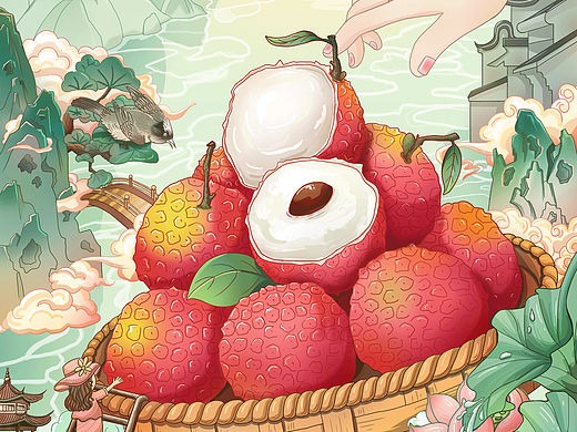 荔粒皆甜的荔枝（個(gè)人主頁-ZNjgwNTQwODQ=） - 商業(yè)插畫 - 站酷設(shè)計(jì)師Palin莫莫原創(chuàng)素材 - 站酷ZCOOL