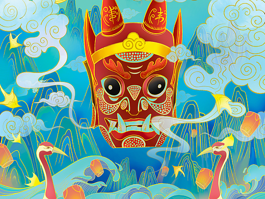 千面傩 赣傩文化插画