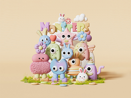 《Monsters'》马卡龙色系小怪兽