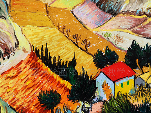 油画棒临摹梵高油画风景