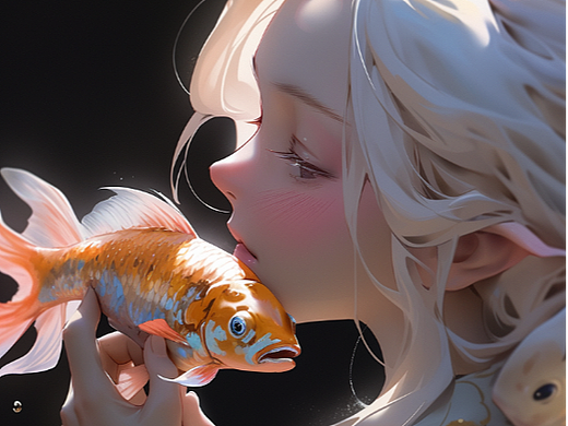 好运锦鲤女孩插画卡通可爱手机壳  可合作